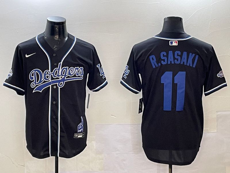 Men Los Angeles Dodgers #11 R.Sasaki Black Fashion Game 2025 Nike MLB Jersey style 7